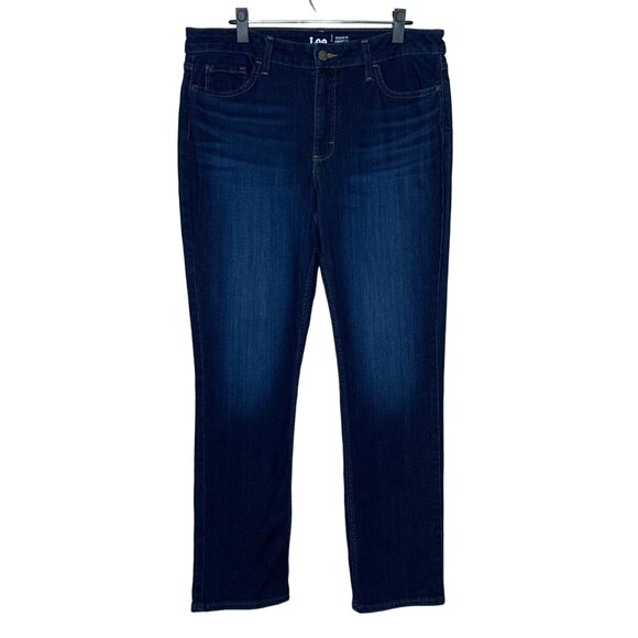 Lee Blue Jeans Straight Leg Mid Rise Dark Wash Denim Women's Size 16L - Picture 1 of 7
